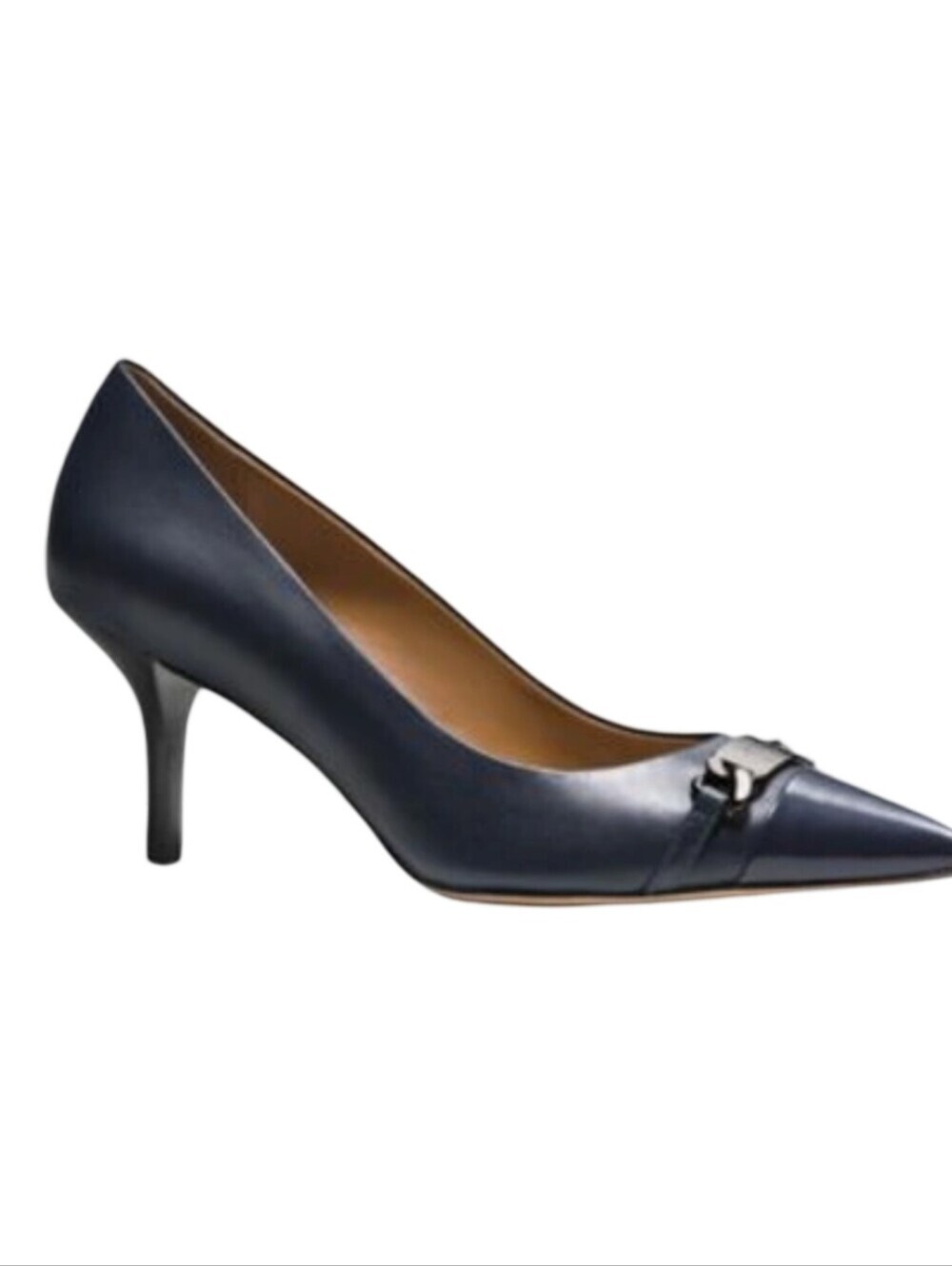 Coach Bowery kitten heel pumps navy blue leather size 8.5 - Picture 6 of 7
